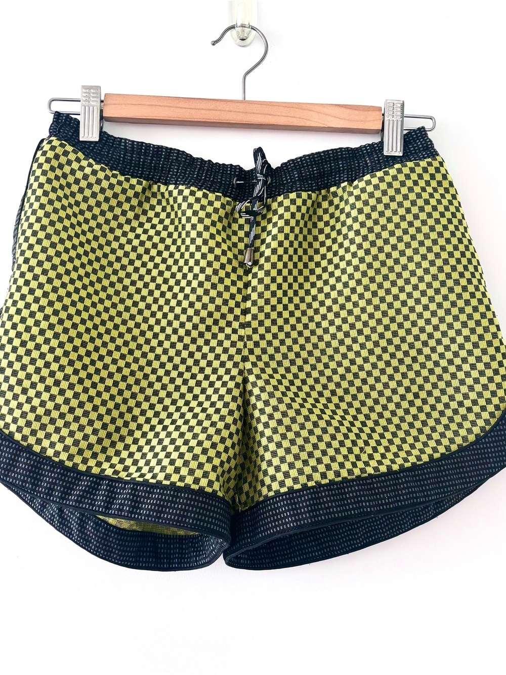 Jonathan Simkhai Checkerboard Drawstring Shorts - Yellow/Black EUC